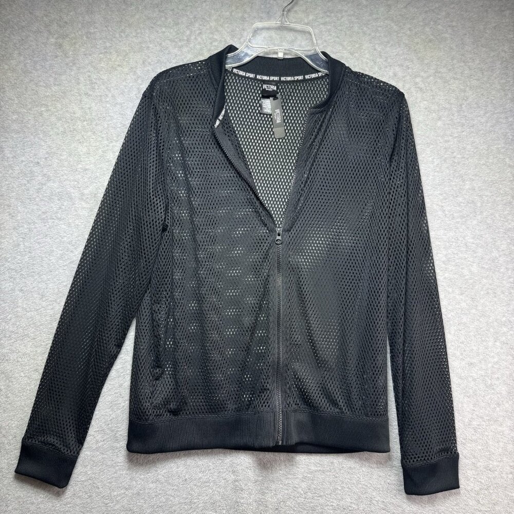 NWT Victoria’s Secret Sport Jacket Mesh Fishnet Full Zip Black Medium‎ $58